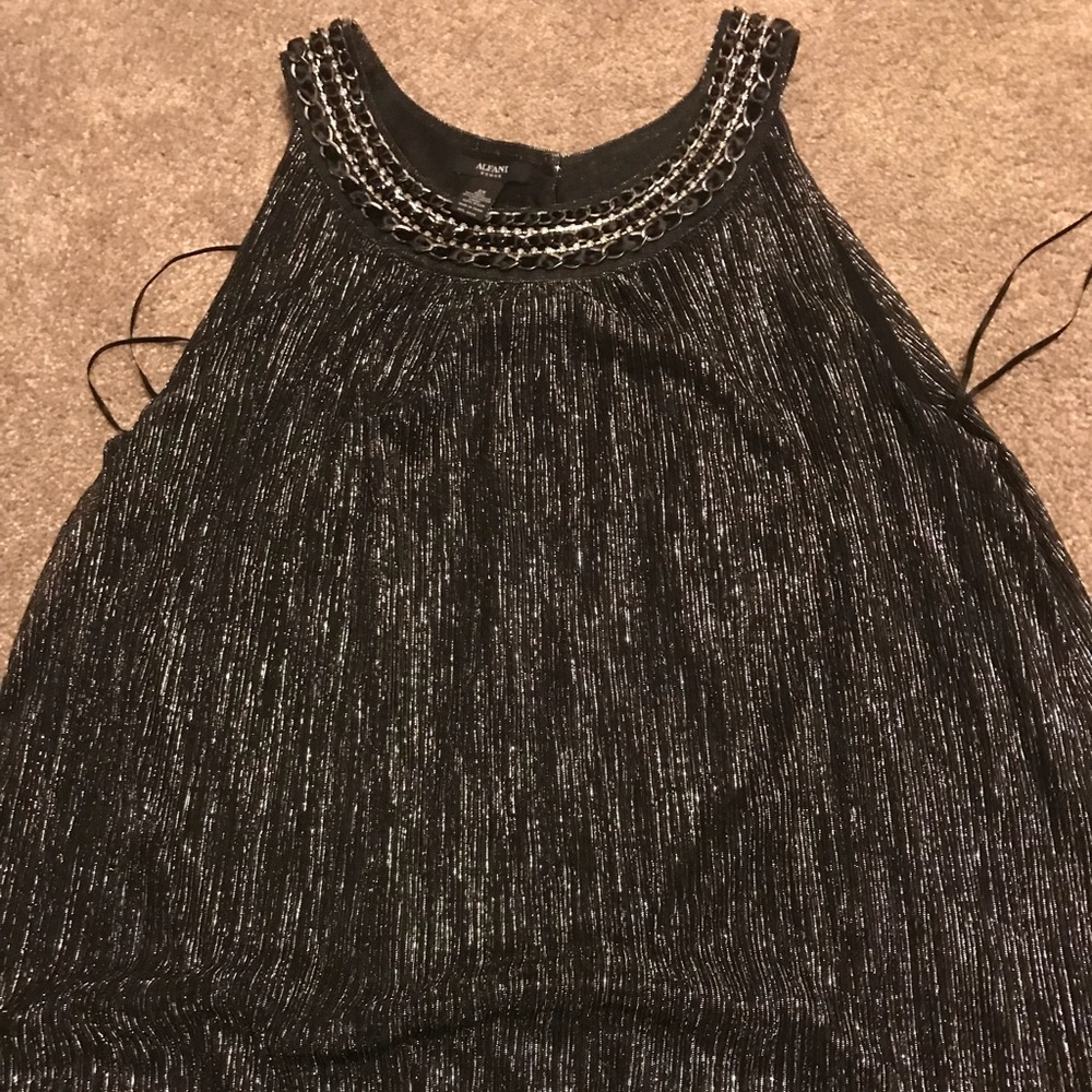 Black and silver dressy tank top